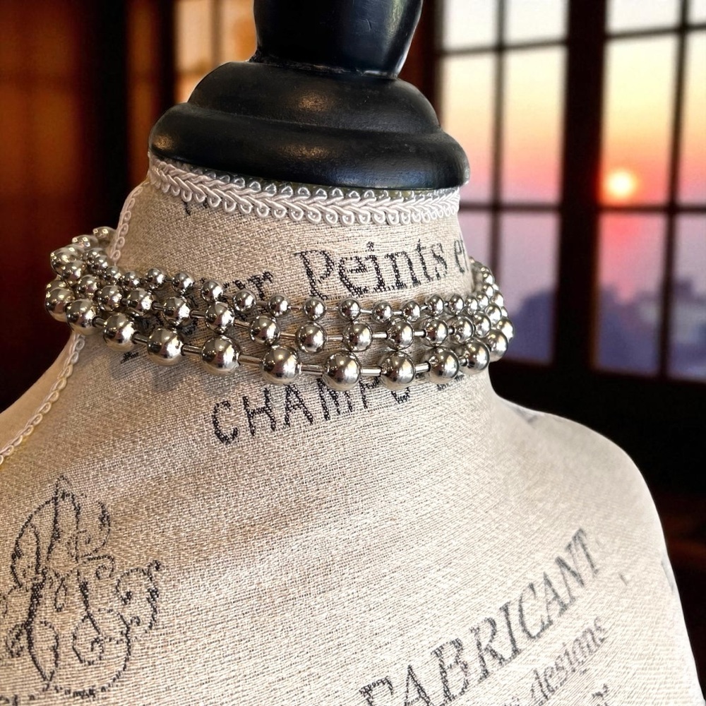 Ball Linked Chain Chunky Choker necklaces modern inspired look 3 different sizes